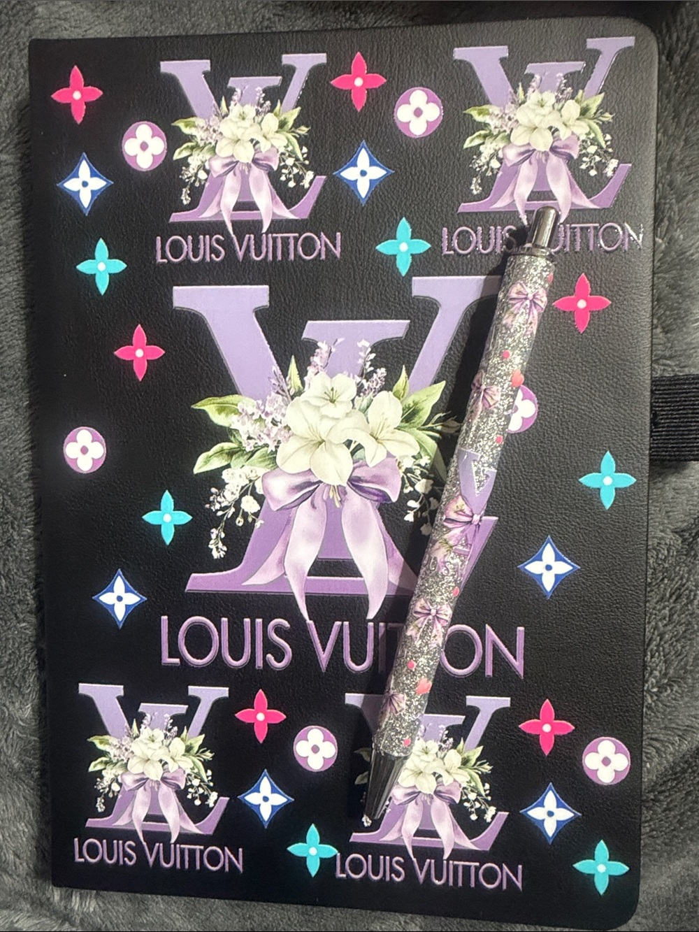 Black Women's Floral Journal with Matching Pen.
